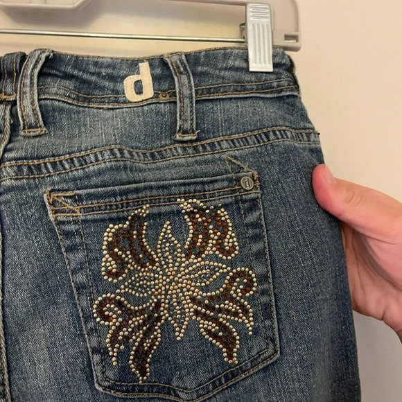 Vtg Y2K D Jeans Womens Straight Jeans 2P Denim Cowgirl Western Embroidered Studs - Picture 6 of 7